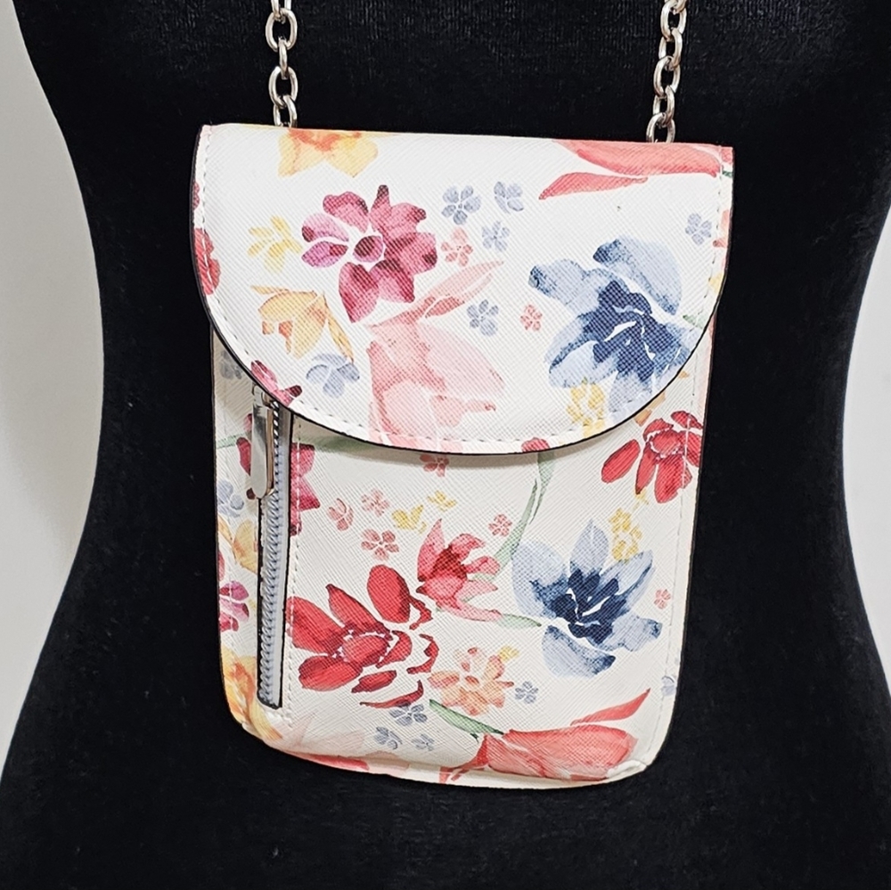SAFE KEEPER Flower Print  Vegan Leather Crossbody